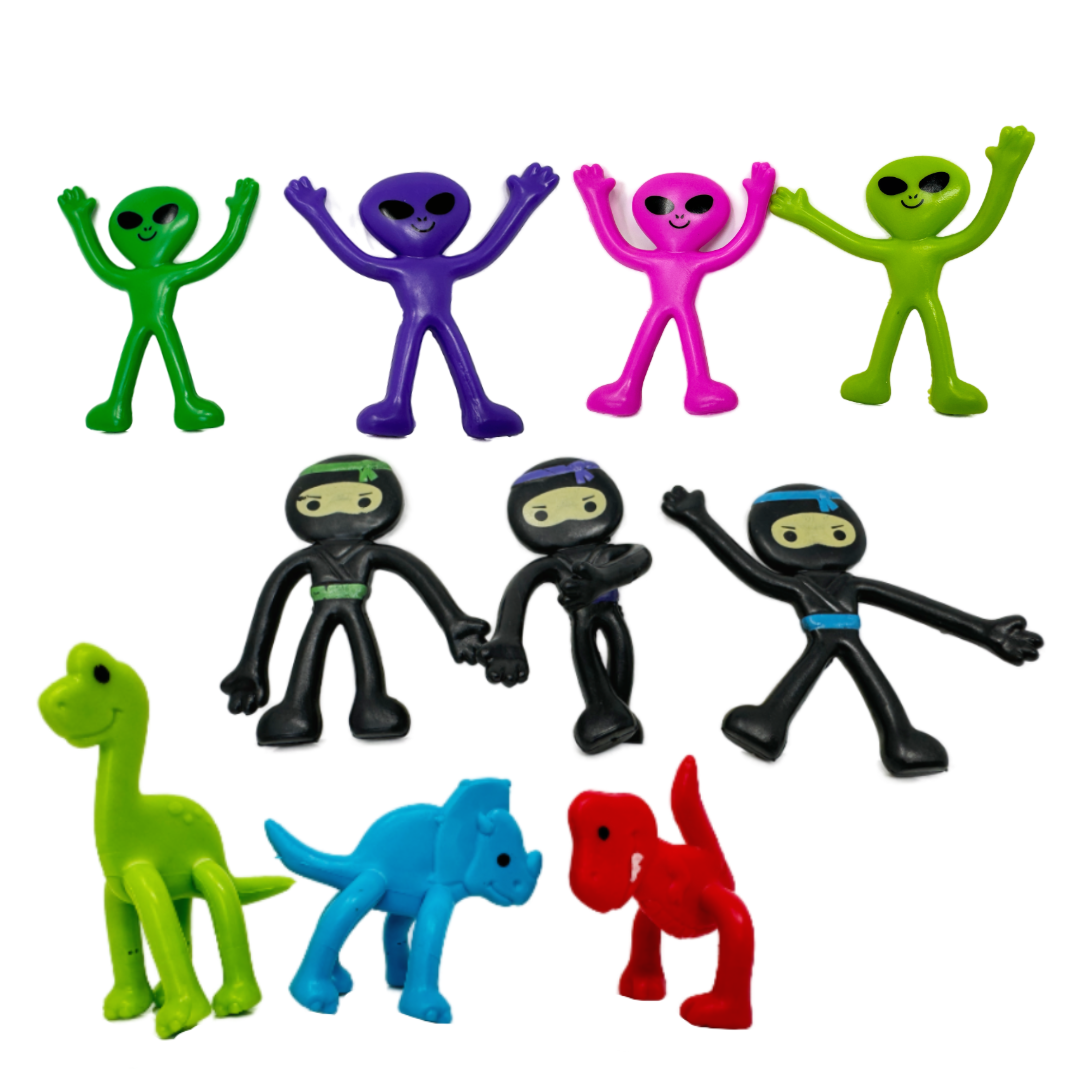 Mini Bendable Aliens, Ninjas, and Dinosaurs