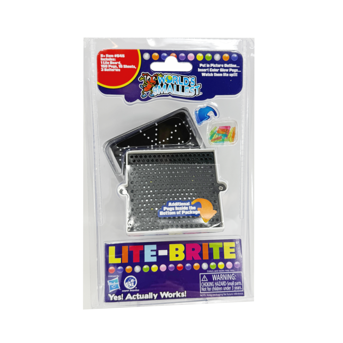 A tiny working Lite-Brite in the packaging
