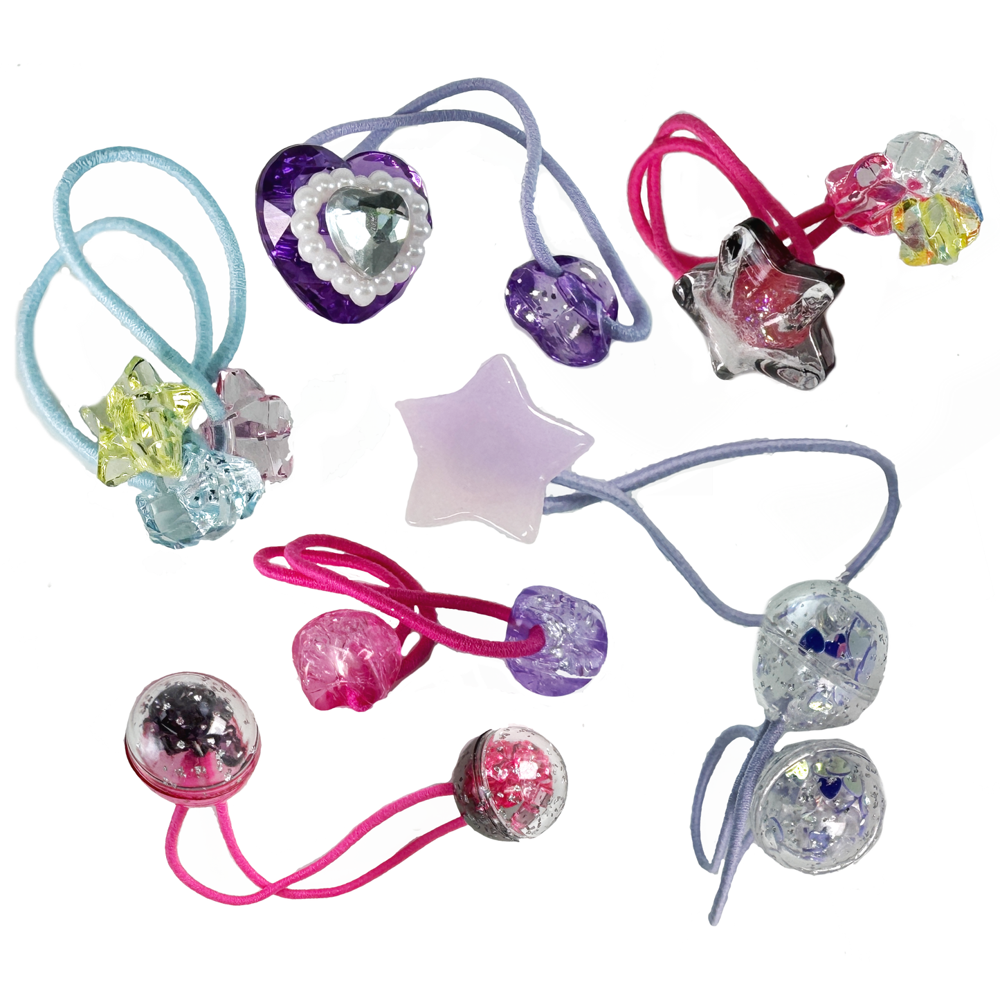 A collection of hair ties with sparkly gems
