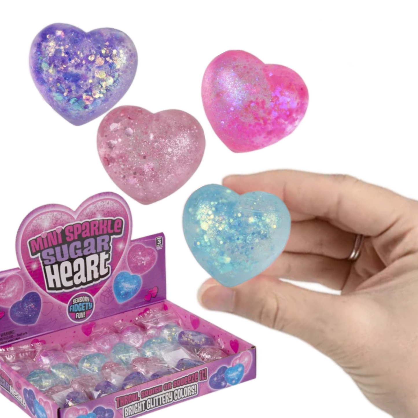 Heart Shaped Mini Squeezy Sparkle Ball