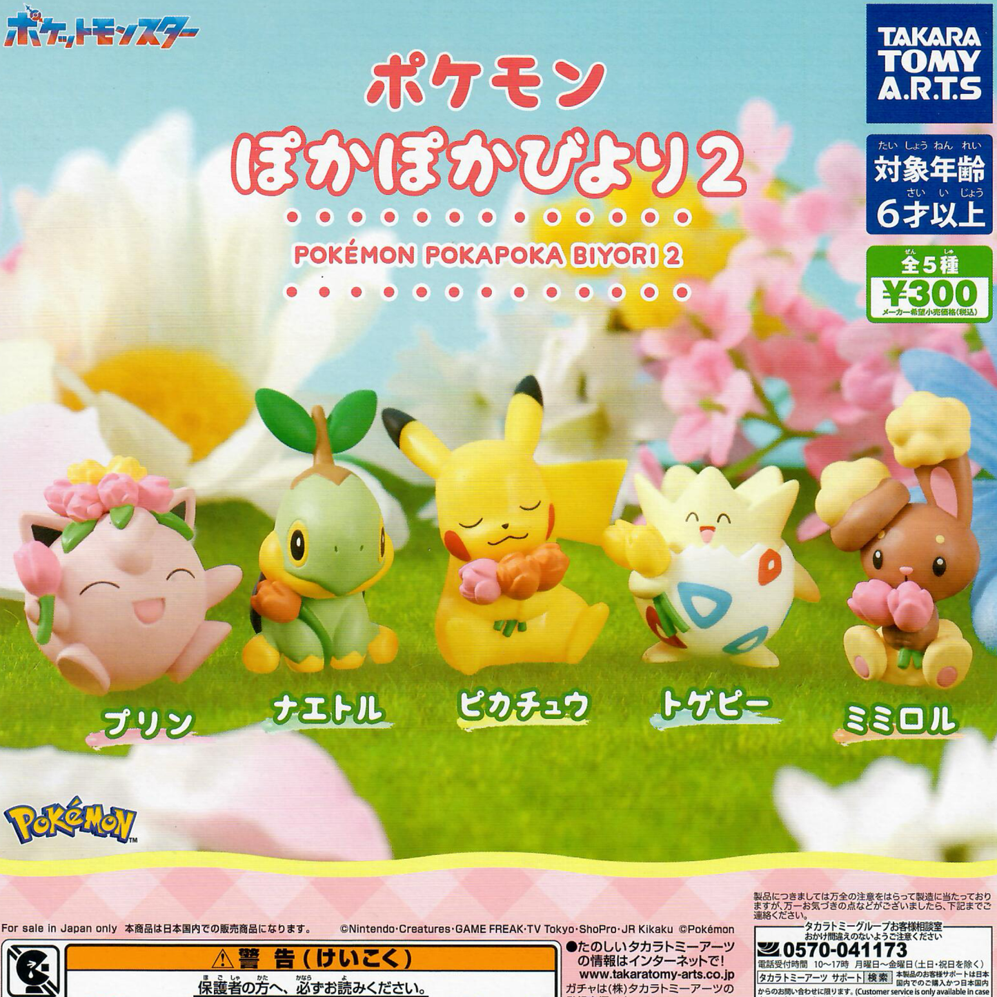 Pokémon Pokapoka Biyori 2 packaging with five gachapoin figures and Japanese text.