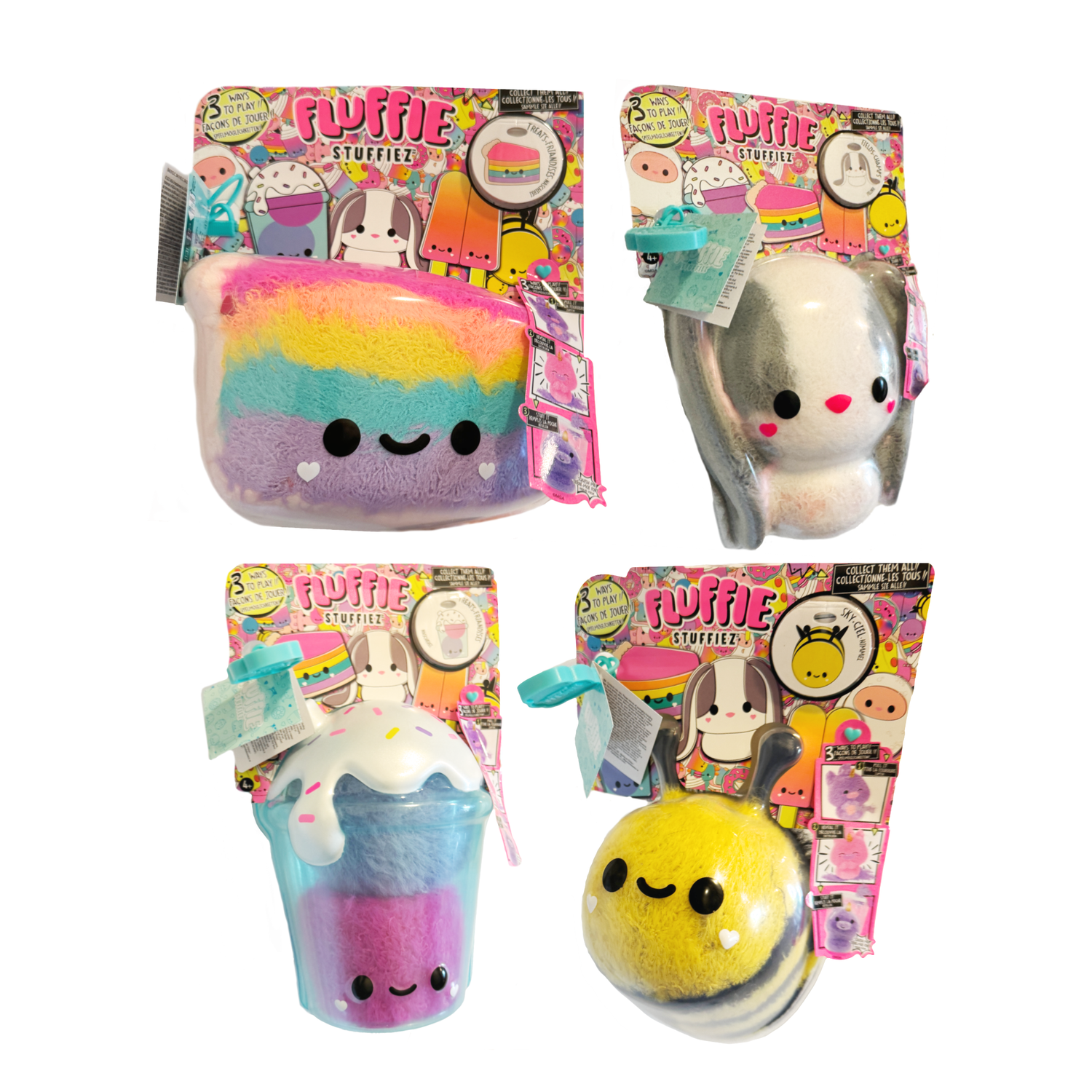 Four plush from series 2 of Fluffie Stuffiez