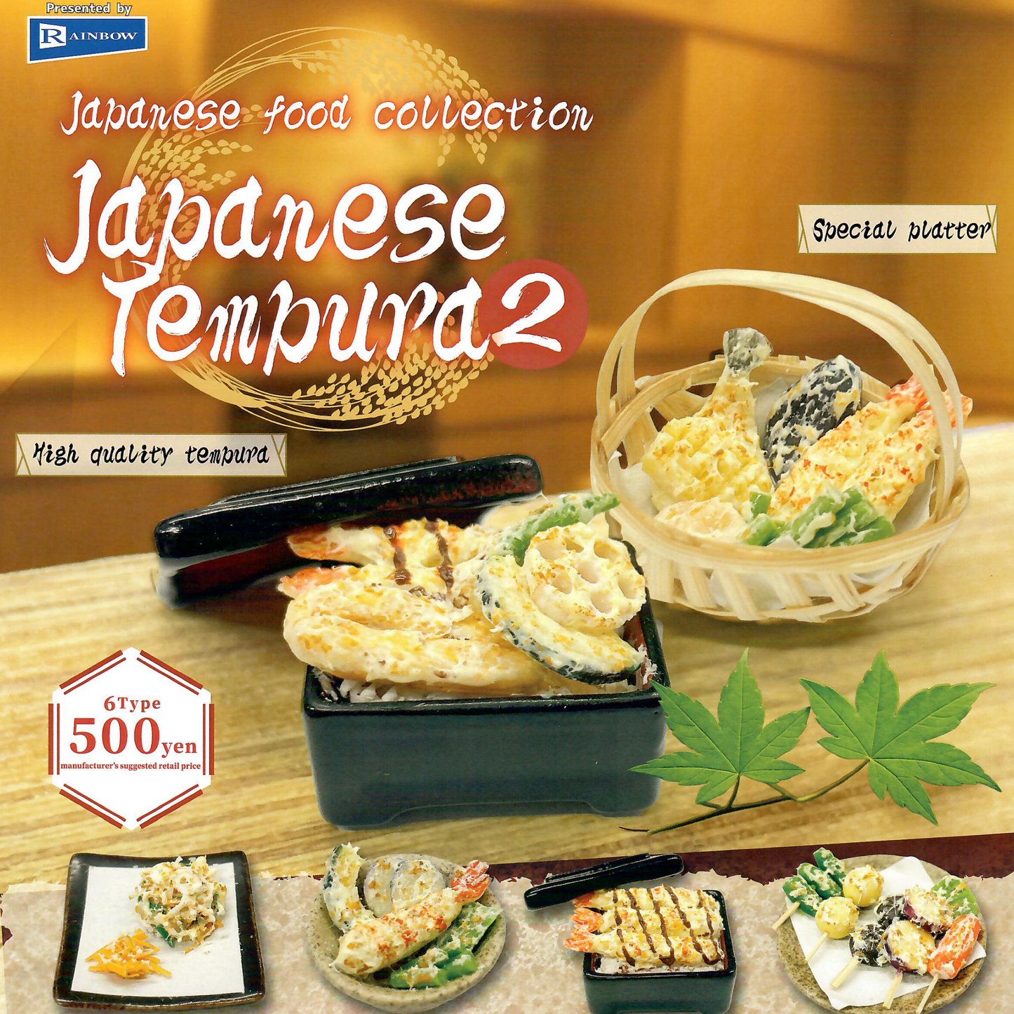 Six delicate tempura play food miniature plates to collect. These capsule toys are beautifully handmade mini fried delights on ceramic dishes.