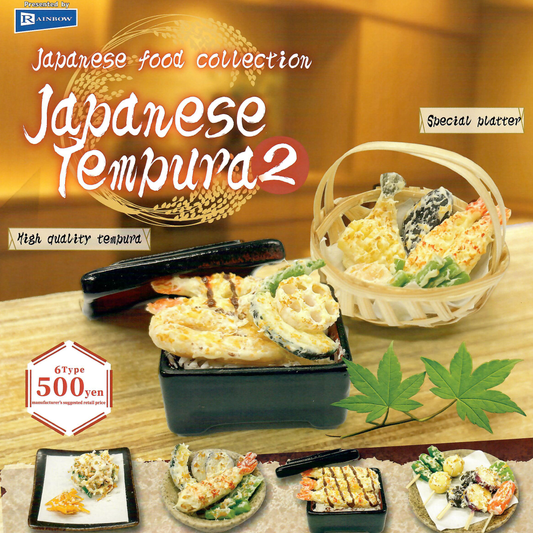 Six delicate tempura play food miniature plates to collect. These capsule toys are beautifully handmade mini fried delights on ceramic dishes.
